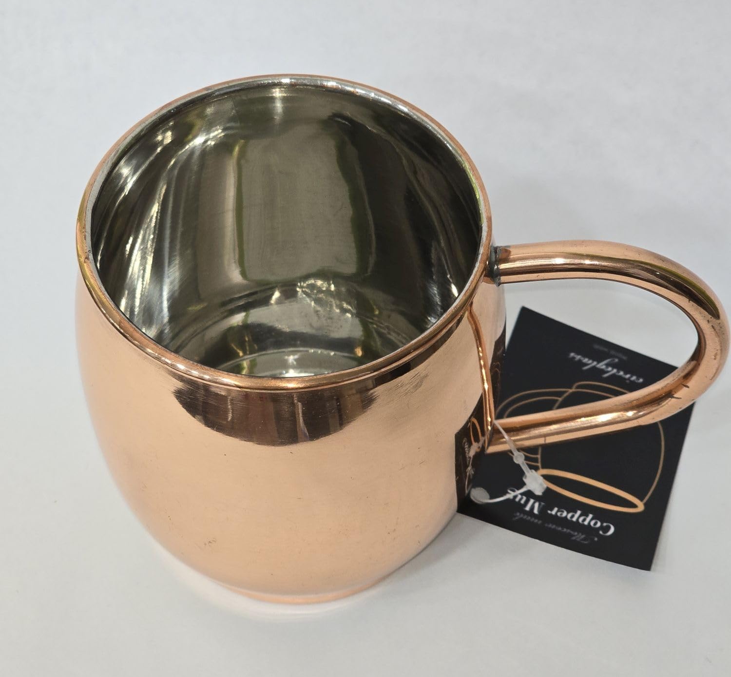 Victoria Bella Circleglass 100% Pure Handcrafted Moscow Mule Copper Mug with Copper Handle and Nickel Lining, 16 Ounce, Limited Barrel Edition Beer Mug Drink Cup