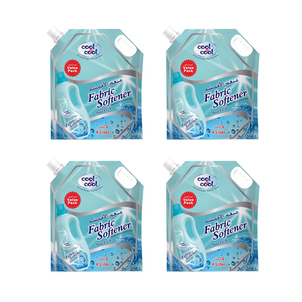 Cool & Cool Fabric Softener Aqua Fresh 4Ltr Pouch Pack Of 4