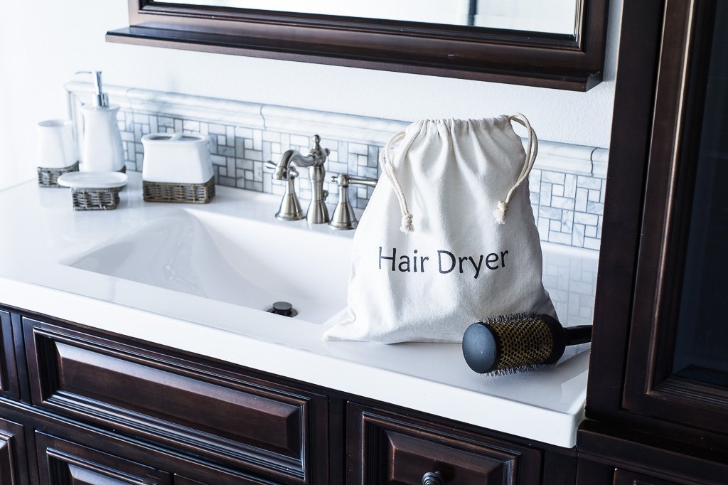 Extra Large 13.5 x 13.5in Professional Grade Hotel Style Cotton Drawstring Hair Dryer Bag- Ideal Storage For Curling Irons, Straighteners, Toiletry, Brushes- Airbnb Yoga Class Gym Organizer Bag : Beauty & Personal Care