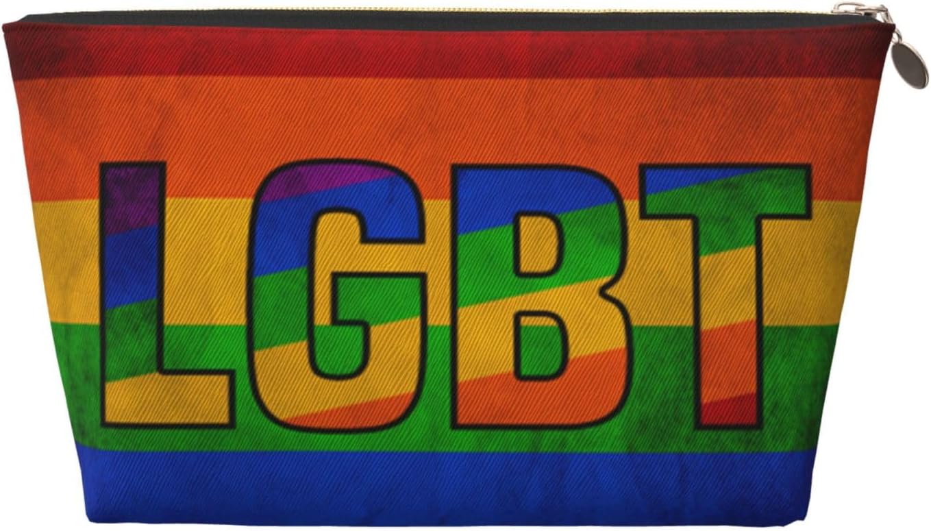 Rainbow Gay Pride Lgbd Leather Makeup Bag For Women, Portable Travel Toiletry Bag,Cosmetic Bags, Toiletries, Aesthetic Accessories Storage Bag