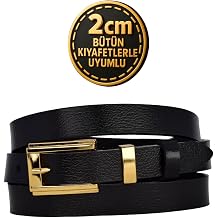 %100 Hakiki Deri Gold Renk Tak m K pr l  Kad n Kemeri 2cm B t n K yafetlere Uyar_BYK-gold