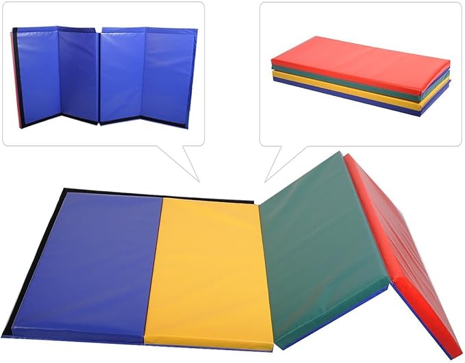 Goplus 4' X 8' X 2" Thick Foam Folding Panel Gymnastic Mat Gym Fitness Exercise Mat