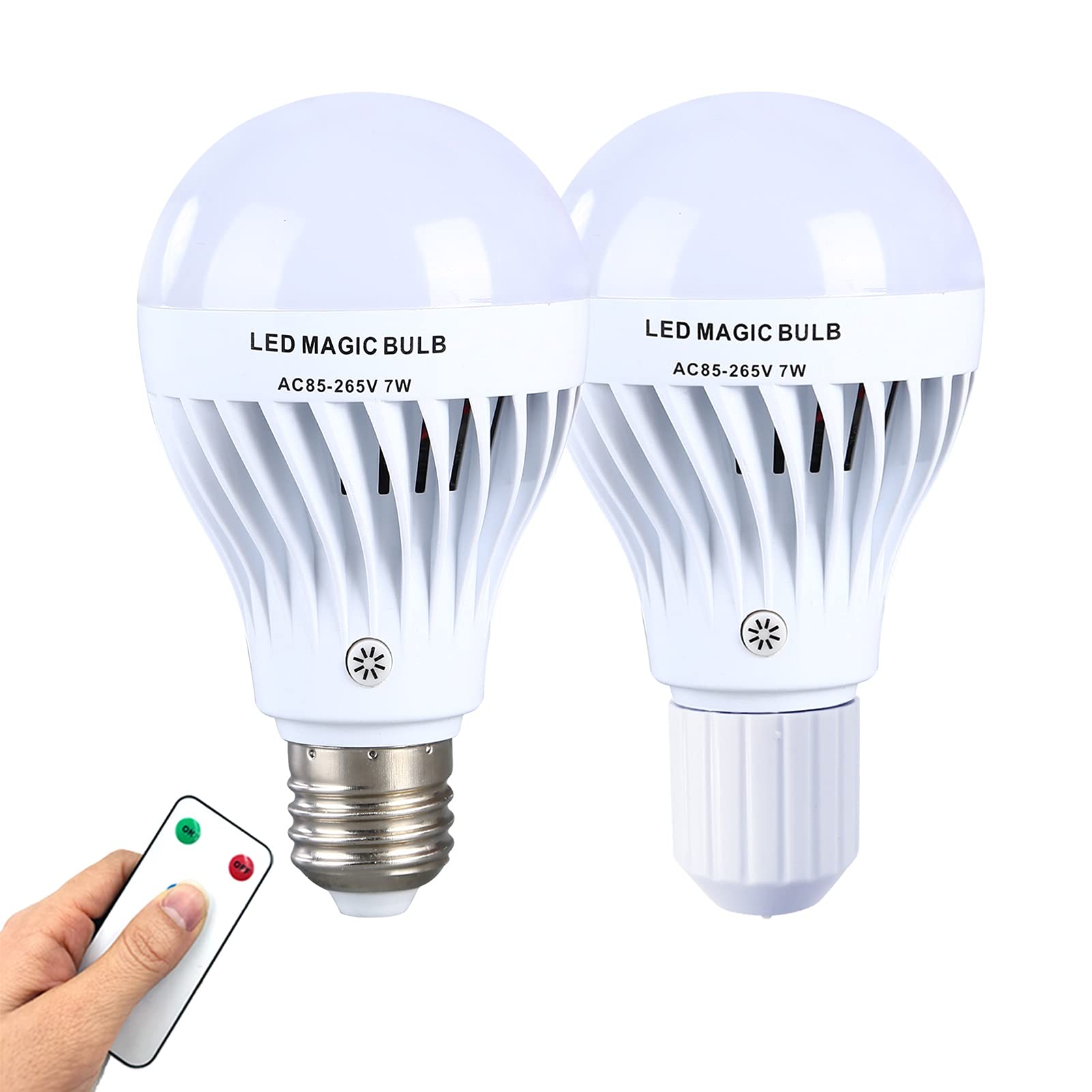 7W Rechargeable Light Bulb with Remote 2-Pack