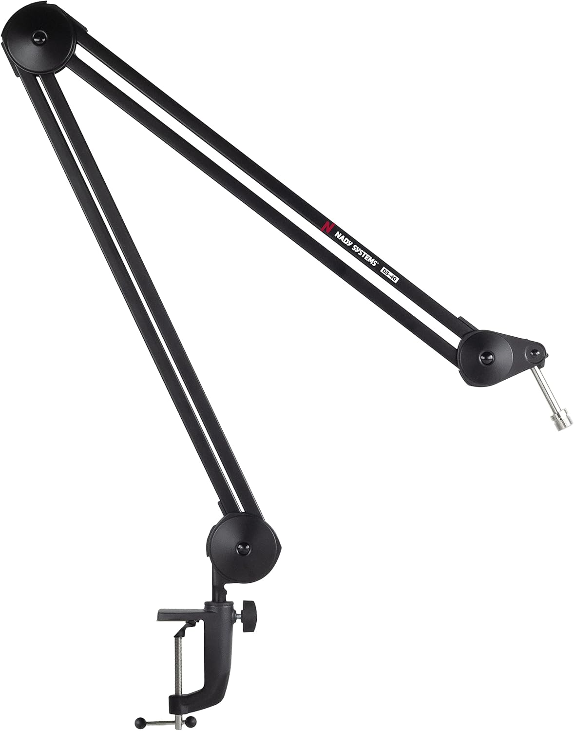 Nady DS-40 40” stainless steel, surface-mountable, angle-adjustable boom arm with self-locking disk joints.