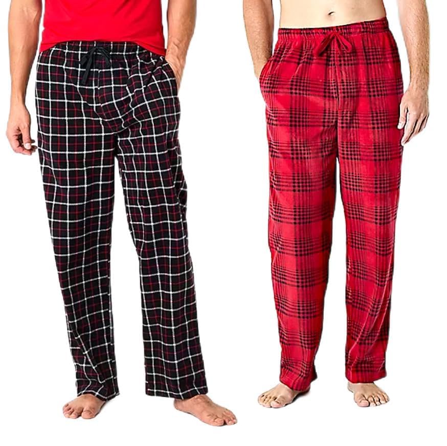 St. John's Bay Men's 1 or 2-Pack 100% Polyester Lightweight Microfleece Elastic-Waist Pajama Bottoms, 2 Side Slip Pockets