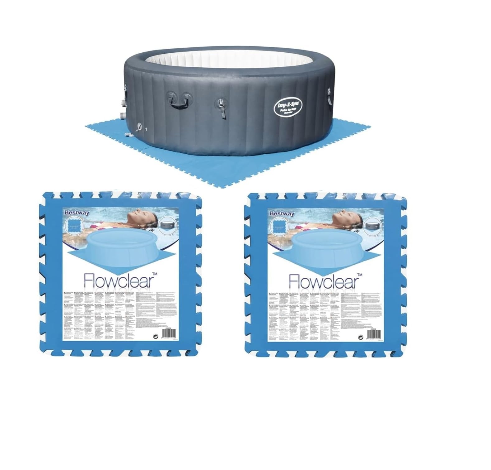Bestway - Flowclear Pool-Bodenschutzfliesen-Set XL - 18 Stück á 50 x 50 cm - Blau