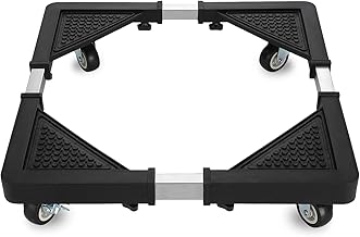 Mini Fridge Stand with 4 Locking Wheels 17.7"-25.6" Adjustable Dolly Washing Machine Stand Base，for Furniture Portable Refrigerator Dryer Stand（Black）