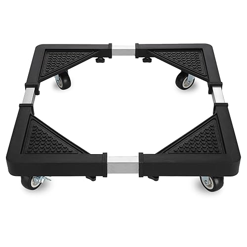 Mini Fridge Stand with 4 Locking Wheels 17.7"-25.6" Adjustable Dolly