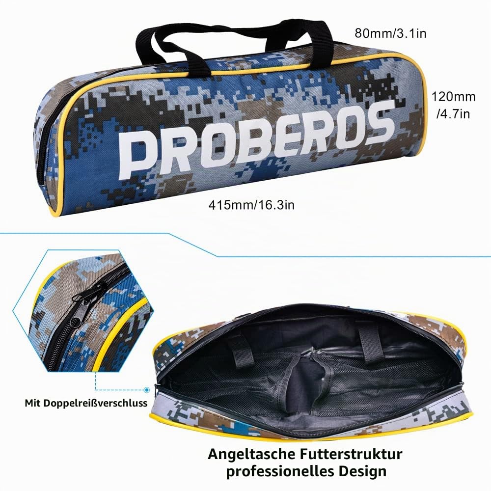Angelrute und Rolle Combo, 2,1 m Kohlefaser Teleskop Angelrute mit Spinning/Baitcasting Reel Combos, Meer Salzwasser Süßwasser EIS Barsch Angelgerät Set Angelruten Kit