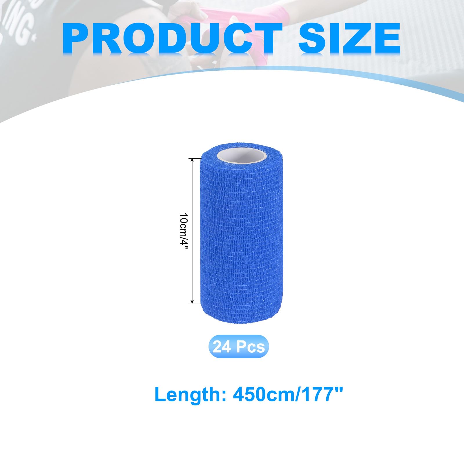 PATIKIL Selbstklebende Bandage 177" x 4" 24 Stück Elastische Selbsthaftende Atmungsaktive Wickelbandage Für Sport Stretch Athletic Handgelenk Knöchel Outdoor Bandage Blau