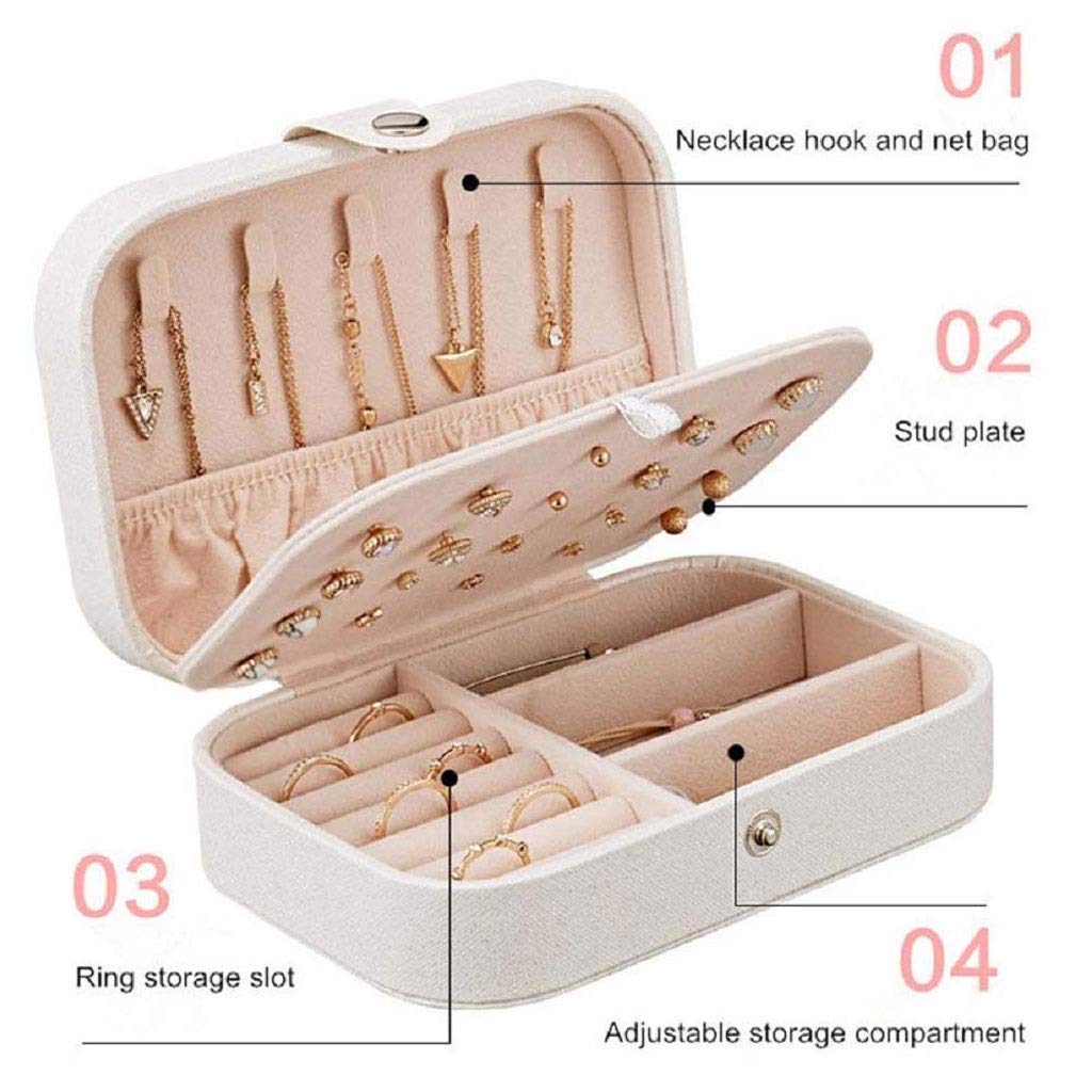 Organisateur de boîte à Bijoux, Petit étui de Rangement de Bijoux de Voyage pour bagues, Boucles d'oreilles, Colliers, Bracelets, boîte-Cadeau de Bijoux (Roze)