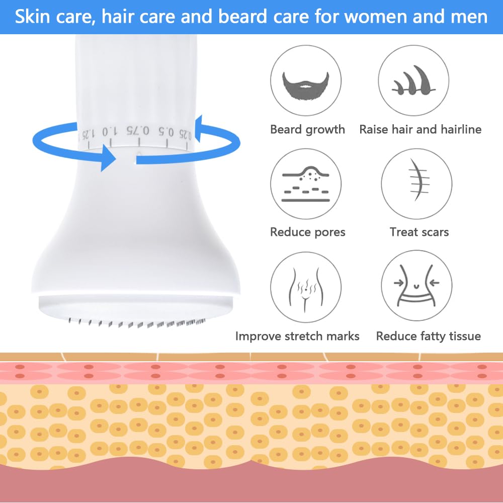 Derma Stamp S2 0-3 mm regulowany microneedling 140 igieł ze zbiornikiem serum Hydra Derma system do skóry, włosów, zmarszczek (bez SERUM)