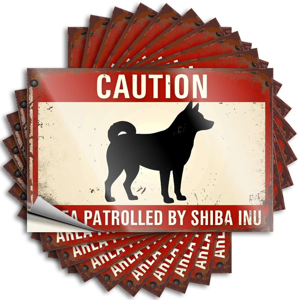 Unique Sticker, Entry Way Decoration Hat Caution: Area Patrolled By Shiba Inu. | Funny Quote Outdoor Decals(6X9CM)