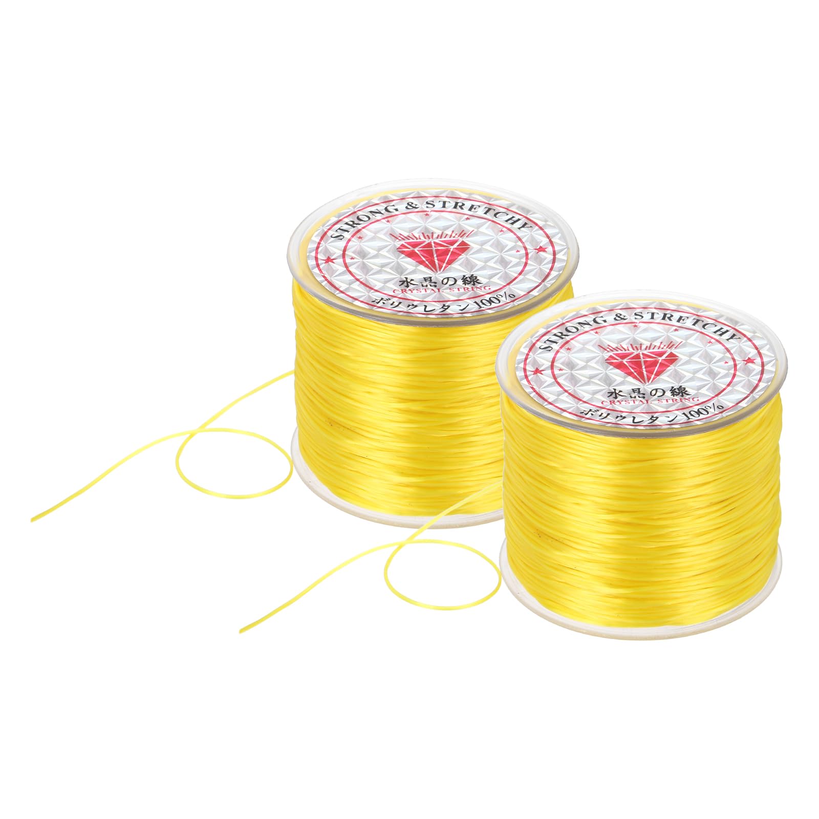 DMiotech 2 Rolls Elastic String for Bracelets, 0.8mm Stretch Bead Cord for Jewelry Making, Necklaces and Bracelet Making Yellow, 100m