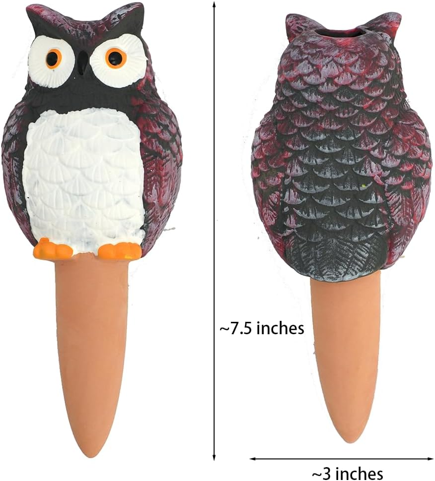 hortican owl shaped self-watering spikes - effortless plant care for your garden, whimsical and charming design for indoor and outdoor plants, keep your plants hydrated while on vacation