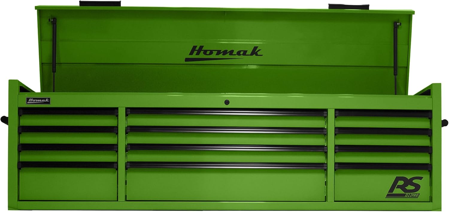 Homak RS Pro, 72in. RS PRO 12 DR TOP Chest with Outlet-Lime Green, Width 71.5 in, Height 21.375 in, Color Green, Model# LG02072120