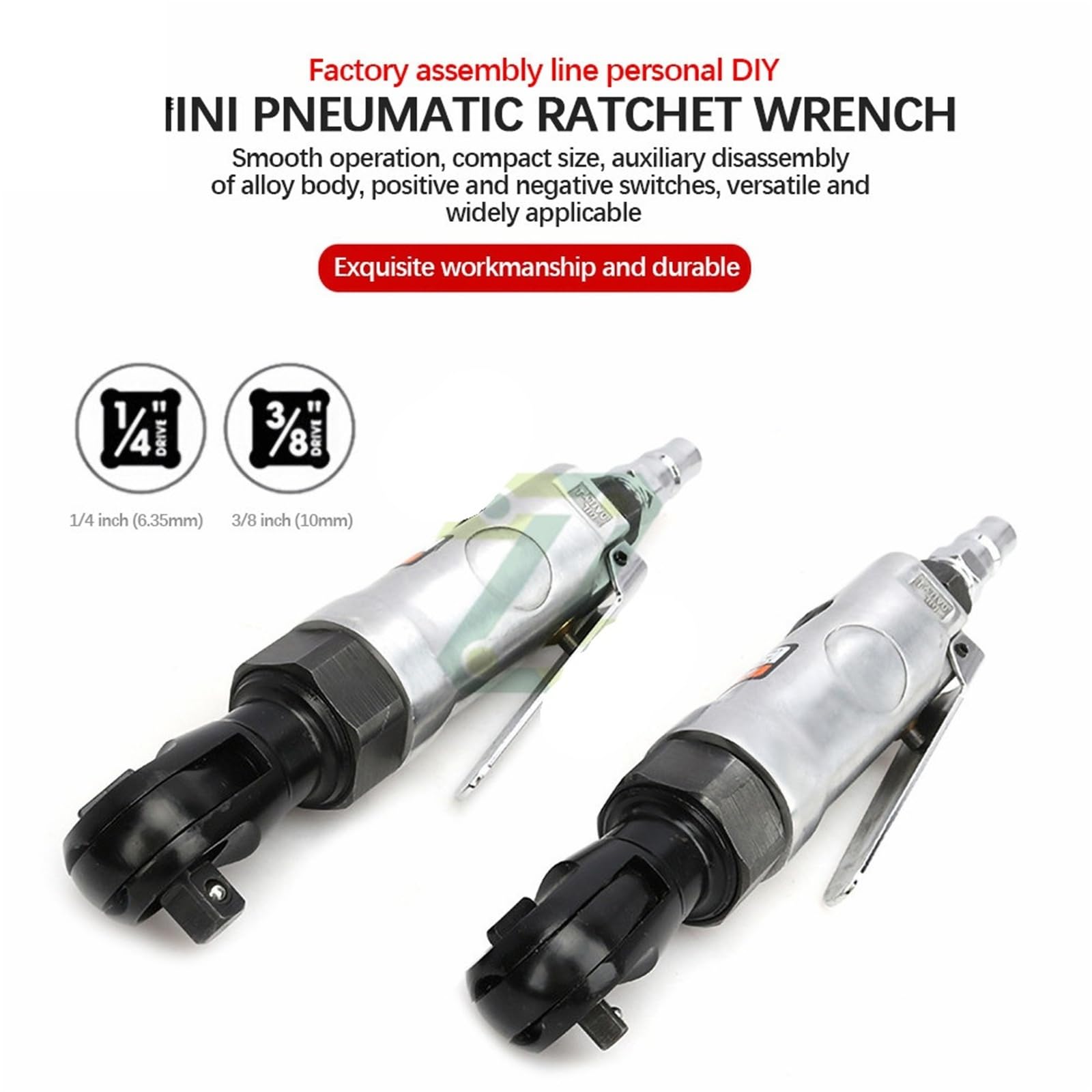 Herramientas de llave trinquete aire neumática, torsión, herramienta reparación automática impacto, cabeza cuadrada 3/8, 10MM, 1/4 y 6,3 MM(1 4)