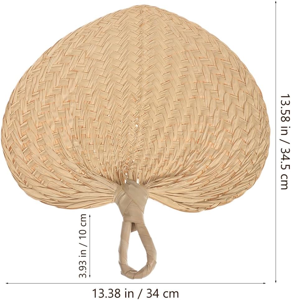 Housoutil Natural Cattail Hand Fan, Handmade Straw Paddle Fan image 4
