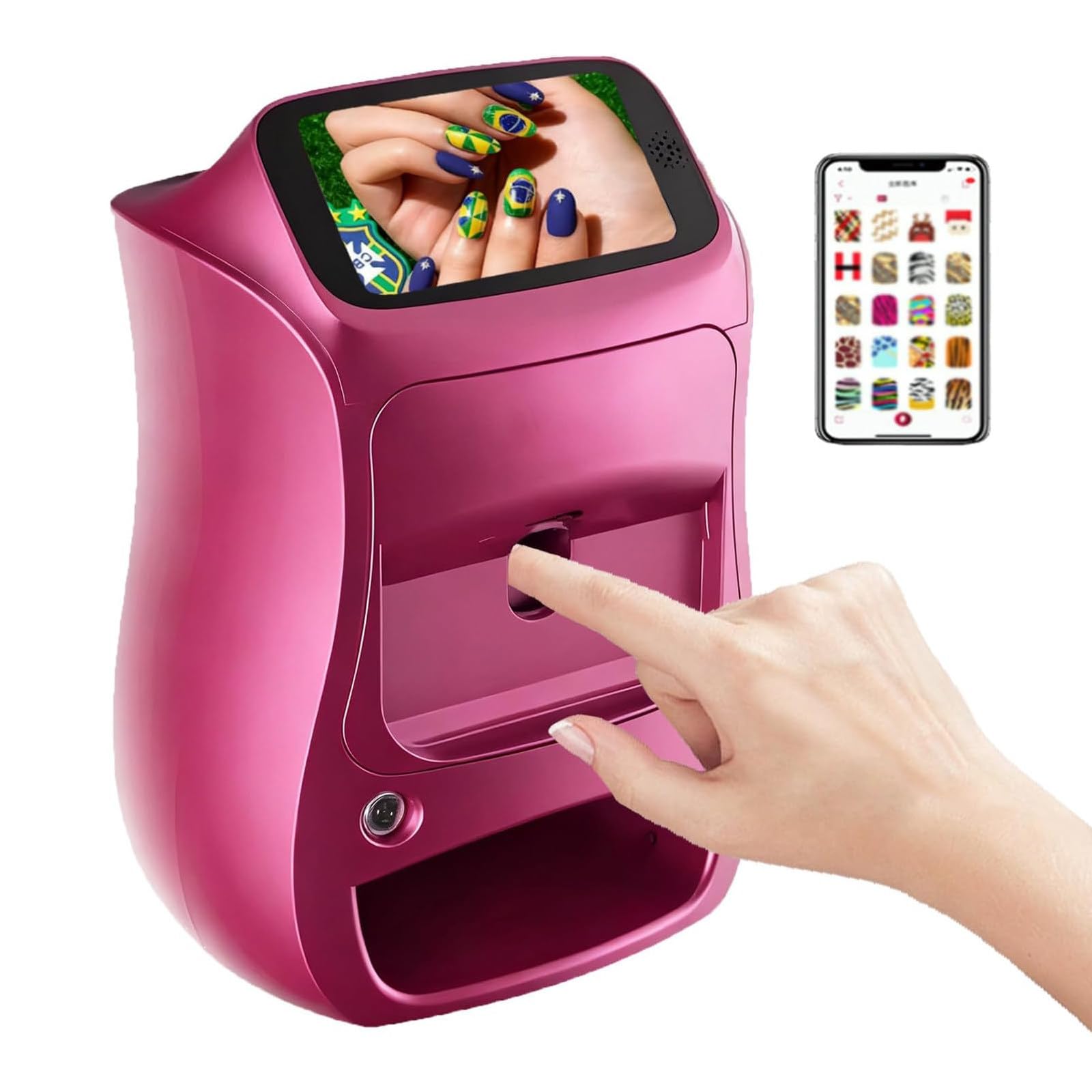 Instant Nail Artist Drukarka 3D, Szybkie Drukowanie w 20s i 5" Ekran Dotykowy, Tryb WiFi/DIY do Domu/Studiów Paznokci, 3000+ Wzorów Paznokci, Zawiera Suszarkę do Paznokci/Lakiery