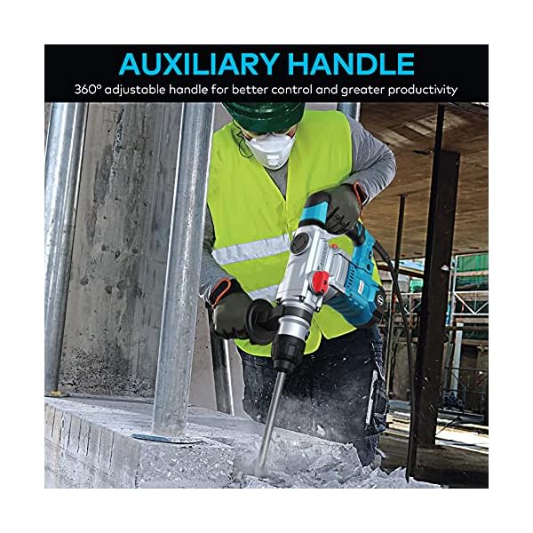 ENEACRO SDS-Plus Bohrhammer, 1500W 6Joule Abbruchhammer 6 Variable Geschwindigkeit 0-920U/Min mit 4 Funktionen, Anti-Vibrationsgriff und Sicherheitskupplung, 32 mm Bohrleistung in Beton – Bild 6