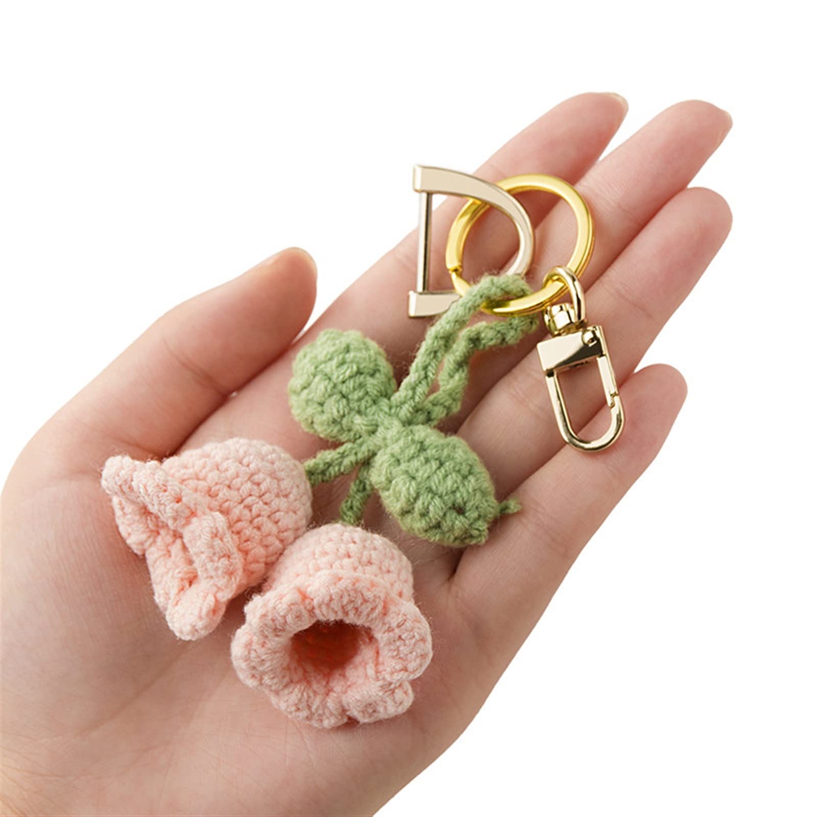 CFLNYC Knitted Thread Lily of The Valley Flower Keychain, Flower