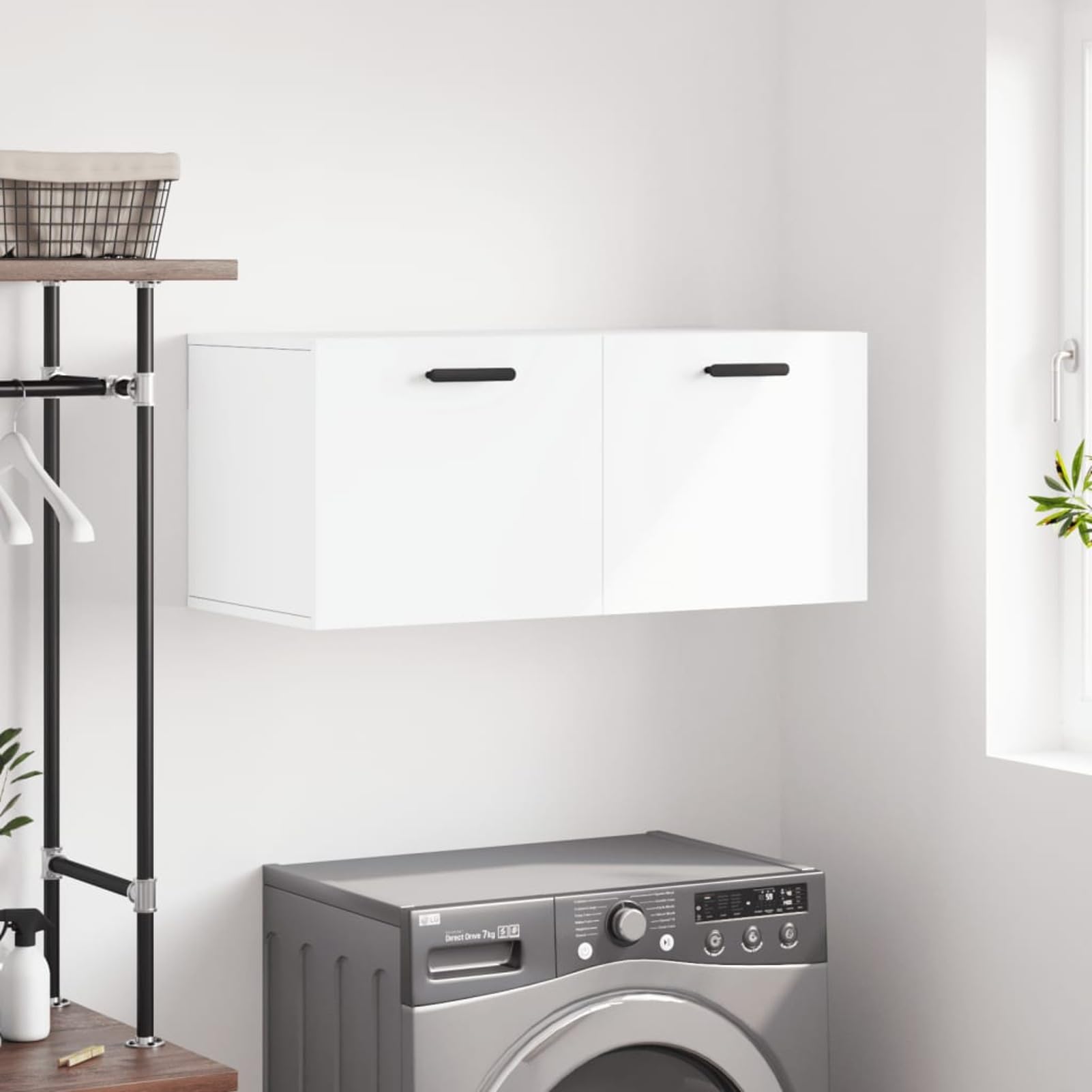 Homgoday Armario de Pared, Estante Flotante Almacenaje Salón Sala de Estar Baño Cocina Hogar Muebles Decoración Almacenamiento, Armario Colgante Auxiliar Madera de ingeniería Blanco 80x36,5x35 cm