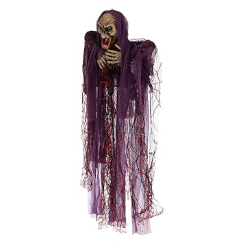 arythe Scary Voice Control Hanging Ghost Halloween Decor Haunted House Props purple
