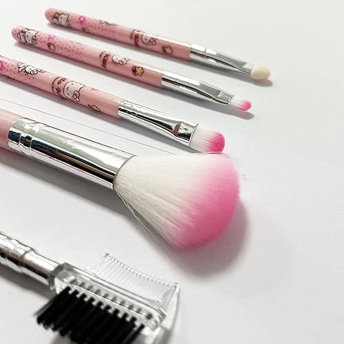 Miniatura 5 de Educatgame Juego de 5 brochas de maquillaje, incluye cepillo de polvo de miel, sombra de ojos, cepillo de sombra de ojos, cepillo de labios, cepillo