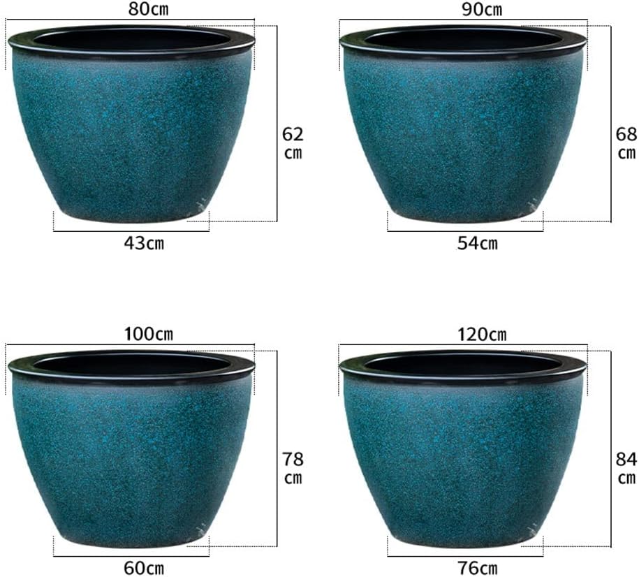Aquarium Ceramic Goldfish Bowl Fish Tank Water Lily Pot Lotus Large Tank Lotus Pot Outdoor Courtyard Large Water Tank Retro Koi Tank Fish Tank Decorations (Color : A, Size : 120cm)