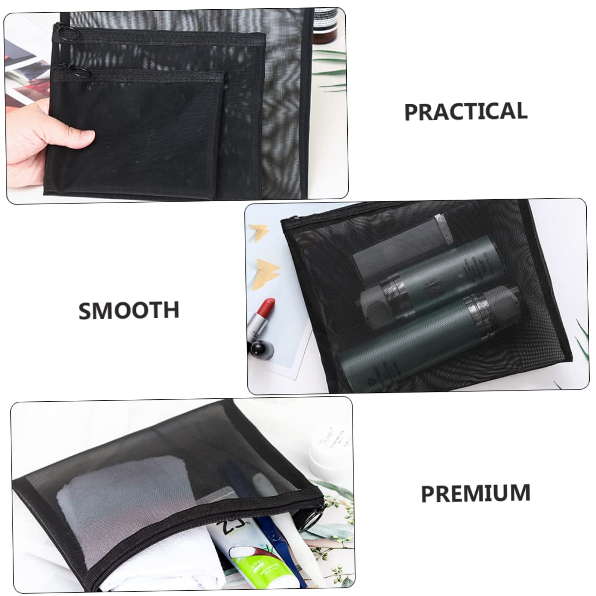 DOITOOL 10pezzi Borsa Cosmetica Rete Da Organizer Per Toilette e Viaggio Pratica Pochette Per Cosmetici e Necessità Personali Design Elegante e Leggero