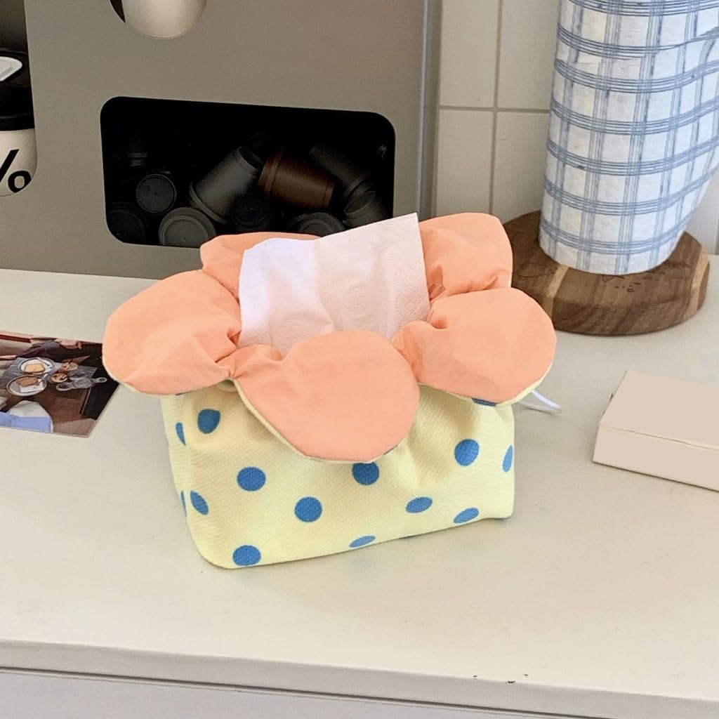 Decorative Flower Shaped Cloth Tissue Paper Holder For Desk And Living Room Elegant Napkin Dispenser