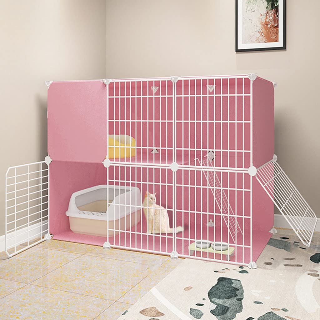 Duża klatka dla kota, ogrodzenie dla kota Odpinany drut metalowy Kryty Domek dla majsterkowiczów Duży trening Idealny dla 1-2 kotów (Rozmiar: 107 x 37 x 72 cm)
