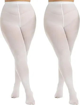 MANZI Women's 2 Pairs Plus Size Control Top Tights Ultra-Soft Panty Hose