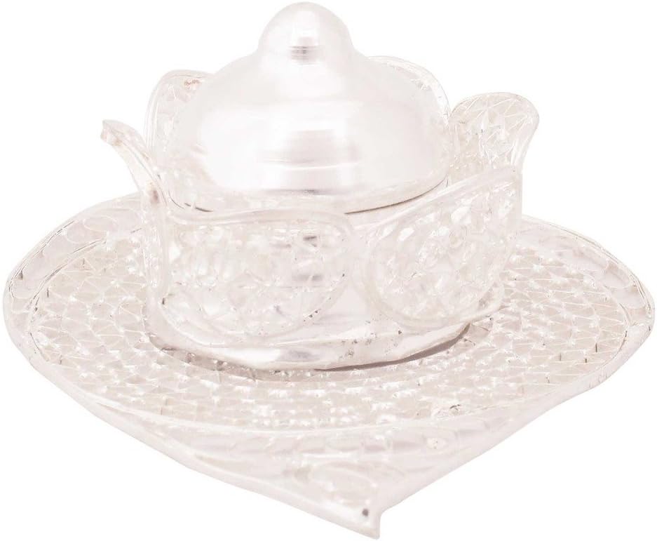 Priglobal PVT LTD | Home decor | Home Decorative Items in Living Room, Bedroom | Paan Shpe Design Silver Polish Kumkum Box Pair