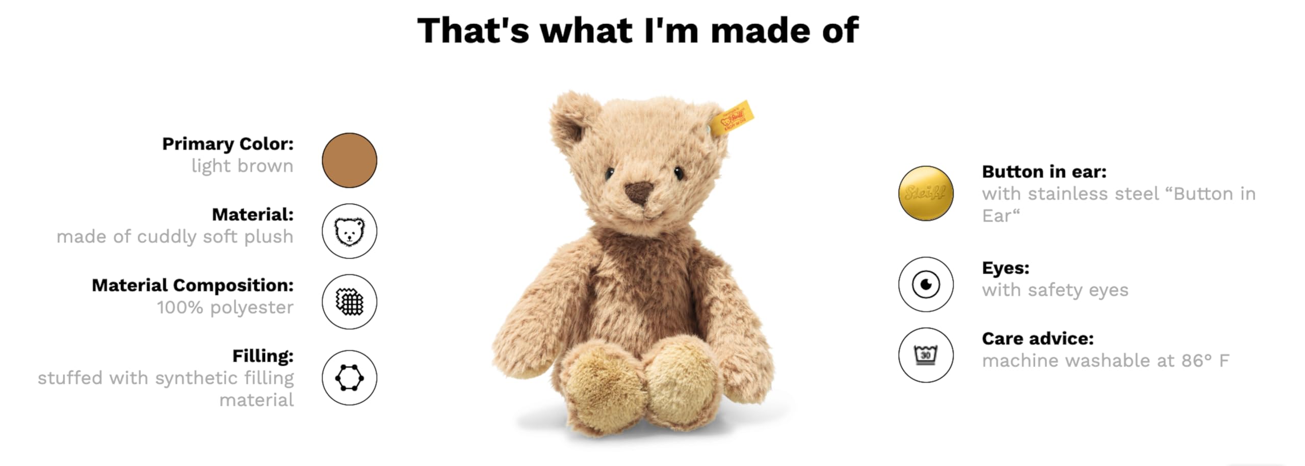 Amazon.co.jp: シュタイフ(Steiff) テディベアのトミー