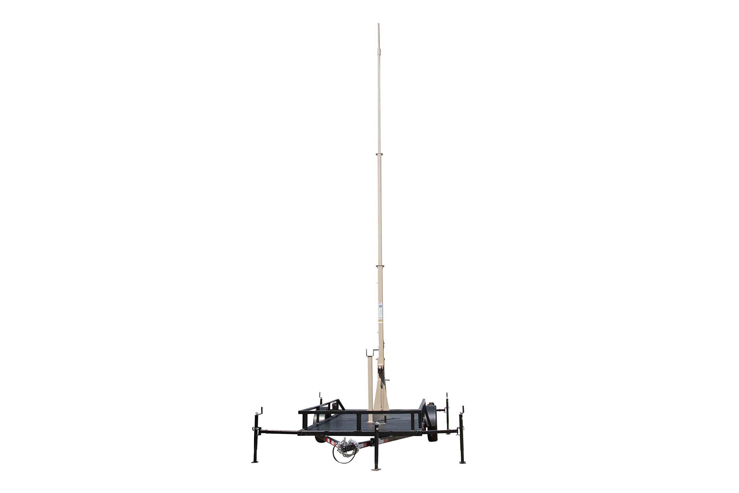Mobile Communication Tower w/Trailer - 12' to 30' - Antenna Mount Pole - Cell on Wheels - Tan