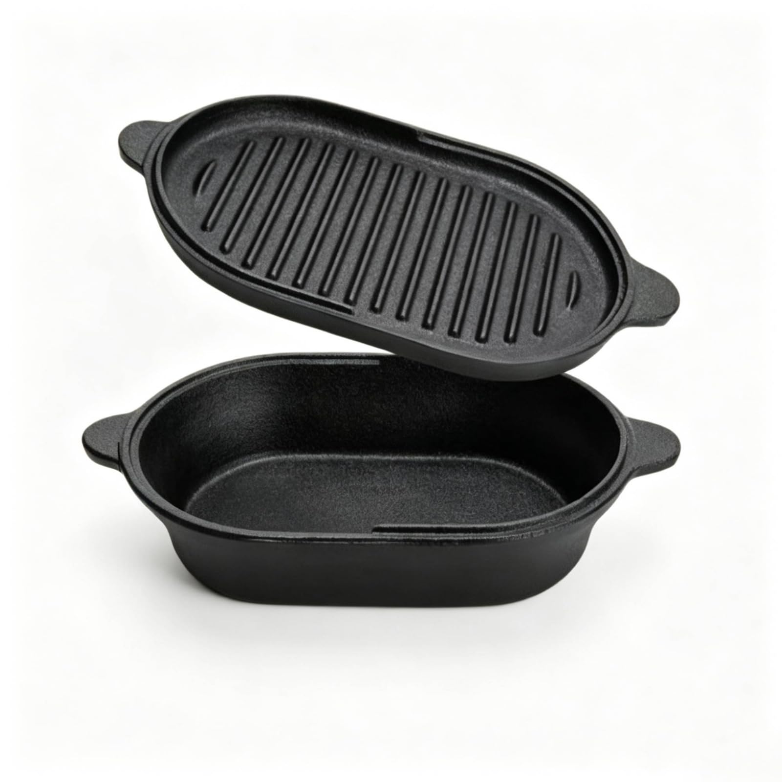 rockible Moule à En Fonte avec Couvercle Non Revêtu Moule à avec Couvercle Plat Cuisson pour Cuisiniers, Petit, style to 1