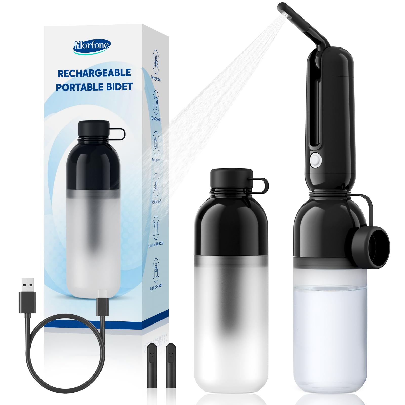 Morfone Portable Bidet with 350ml capacity and dual spray modes