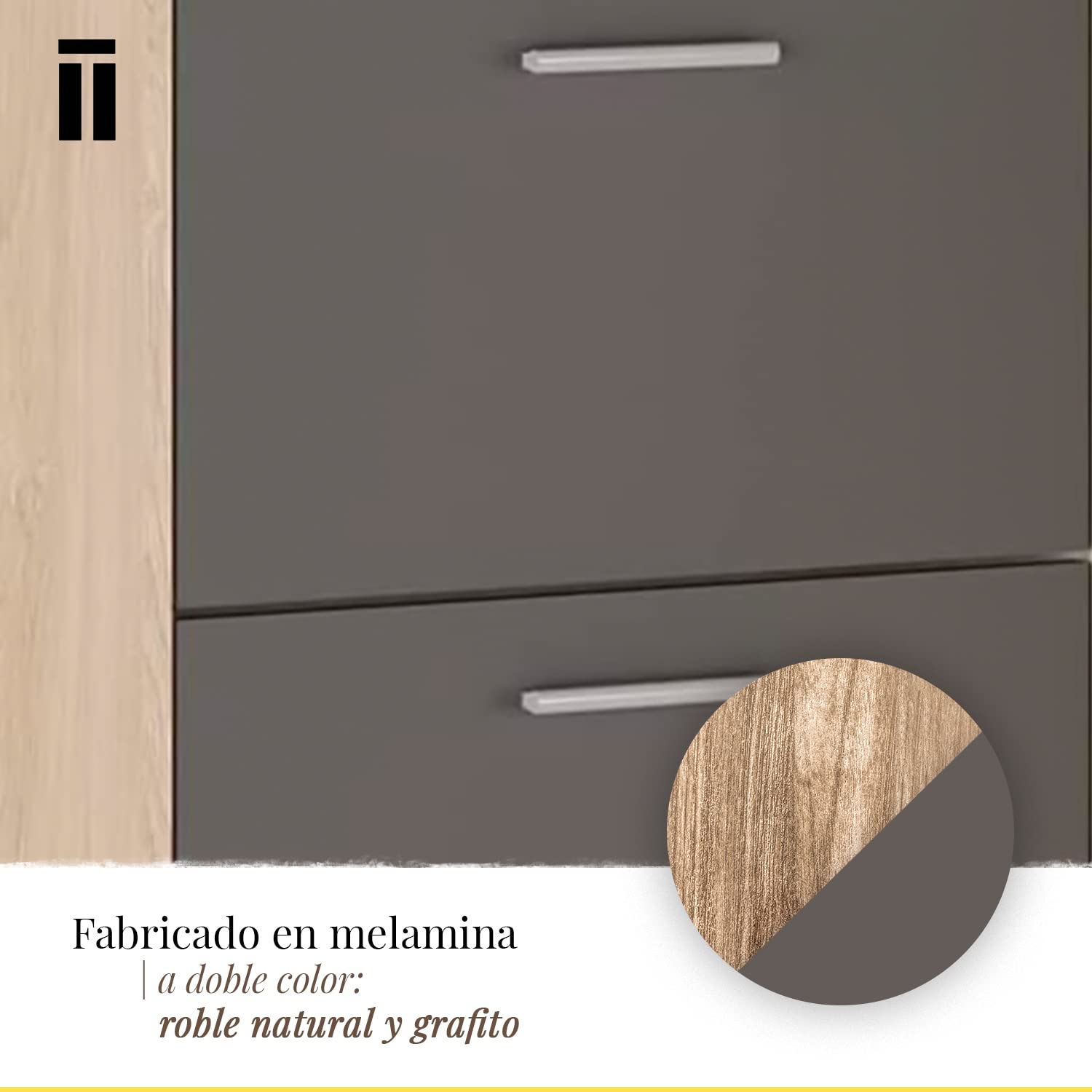 Shiito | Modelo Chelsea - Zapatero | Natural Grafito - 17 x 59.8 x 107.7 cm | Con 3 Estantes | Ideal en la Entrada y Dormitorio