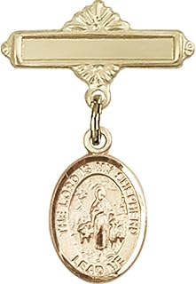 Gold Filled Baby Badge with Lord is My Shepherd Charm and Polished Badge Pin 1 X 5/8 inches