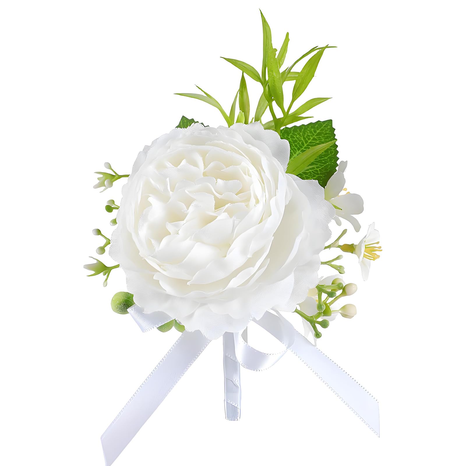 NEWFT Wedding Boutonniere Artificial Rose Wrist Corsage for Bridesmaids Groomsmen Wedding Ceremony Graduation Prom Event