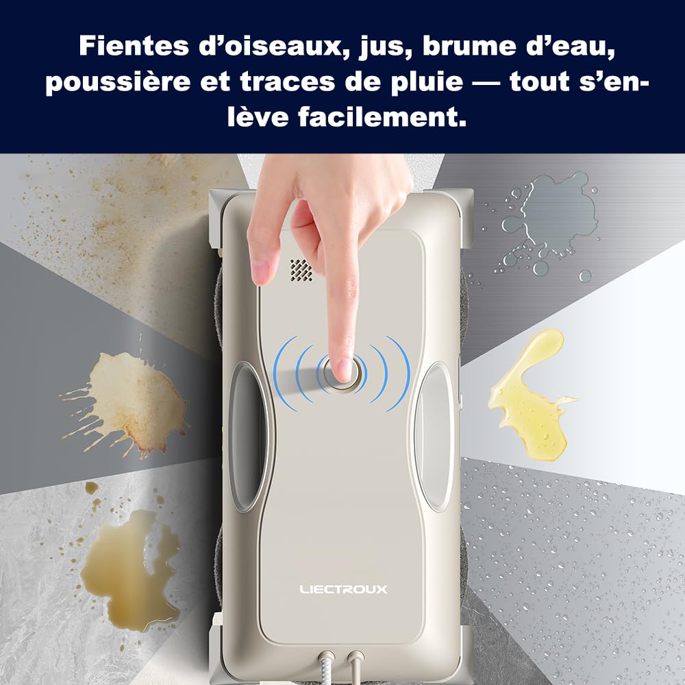 LIECTROUX G8 Lavavetri Robot Ad Alta Velocità, Spray Acqua Bidirezionale, Pulitore Finestre Ultrasottile Lavavetri Elettrico, Lavaggio A Secco e Bagnato