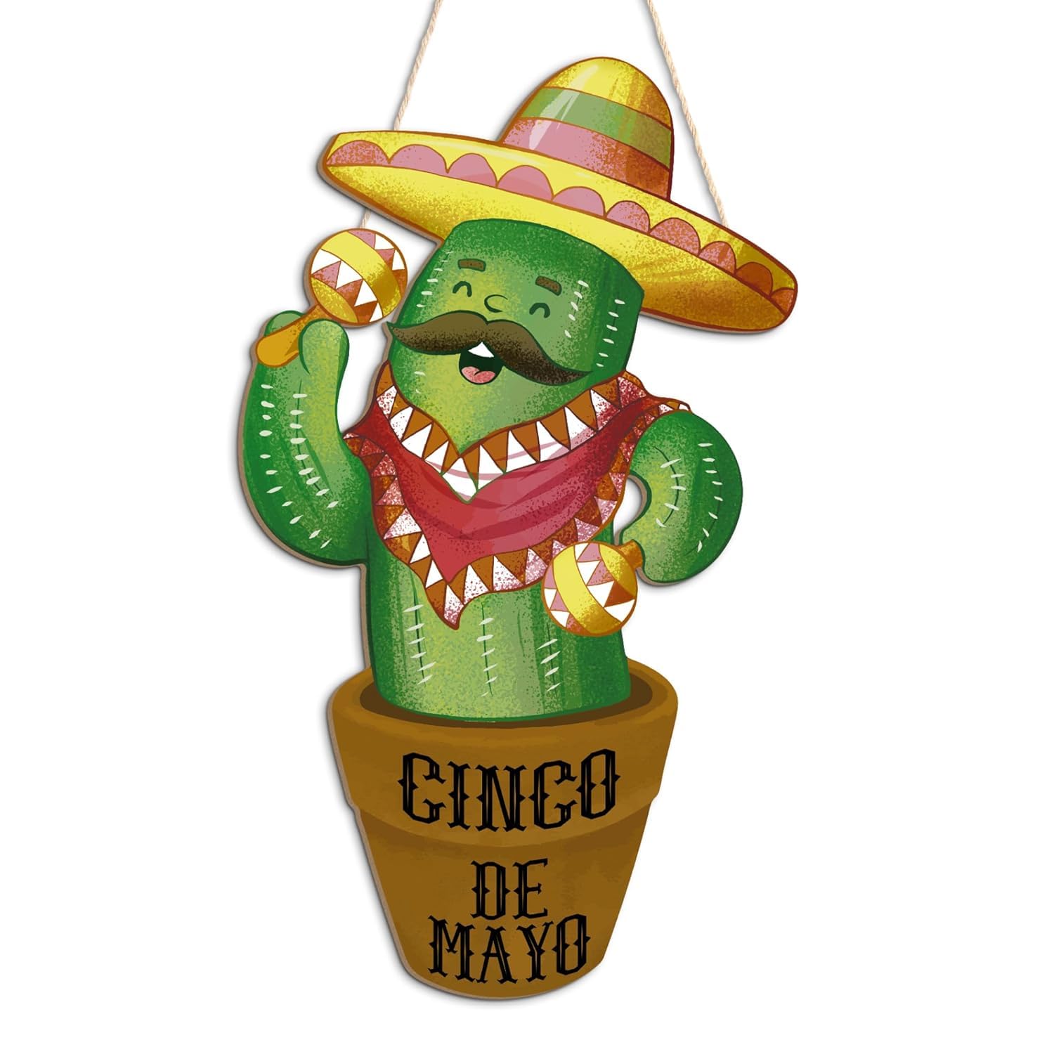 Cinco de Mayo Cactus Welcome Hanging Sign Front Door Decor Mexican Fiesta Party Green Cactus Wooden Wall Door Sign Porch Decoration for Home, Patio, Garden-image-10