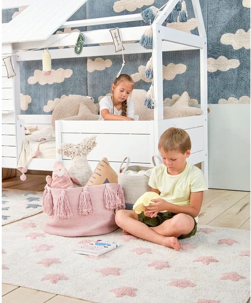 Woven Storage Baskets Cotton Rope Nursery Baskets Laundry Storage Clutter Organization Woven Clothes for Blankets Hamper Bins Home Bathroom Storage Container