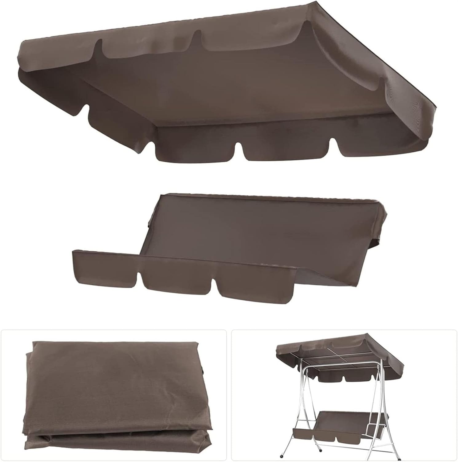 Patio Chair Covers for Outdoor Furniture 3-seat Swing Garden Chairs Patio Swing Cover Set, Waterproof UV-Resistant Canopy Seat Top Cover, Swing Seat Cover