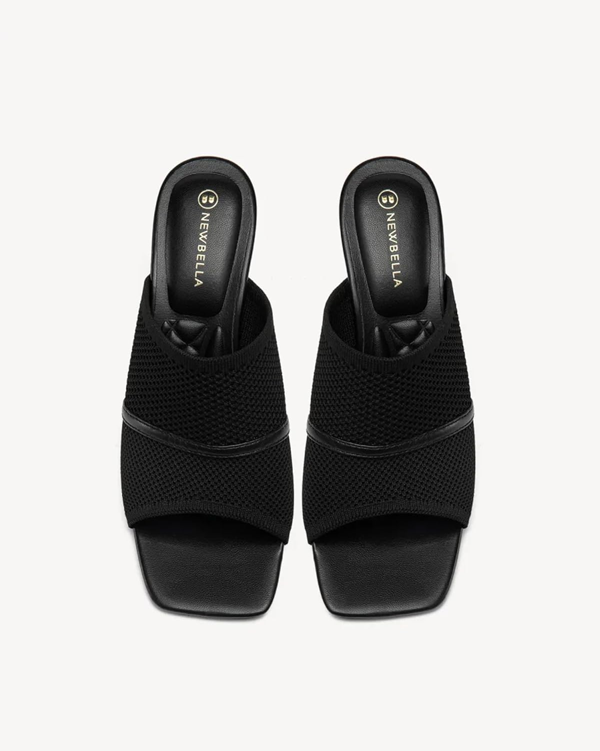 NEWBELLA Mousse Fit Women's Mesh Heeled Sandals, Square Open Toe Heeled Mules for Women, Commute Slip On Stiletto Heeled Slides - Image 7