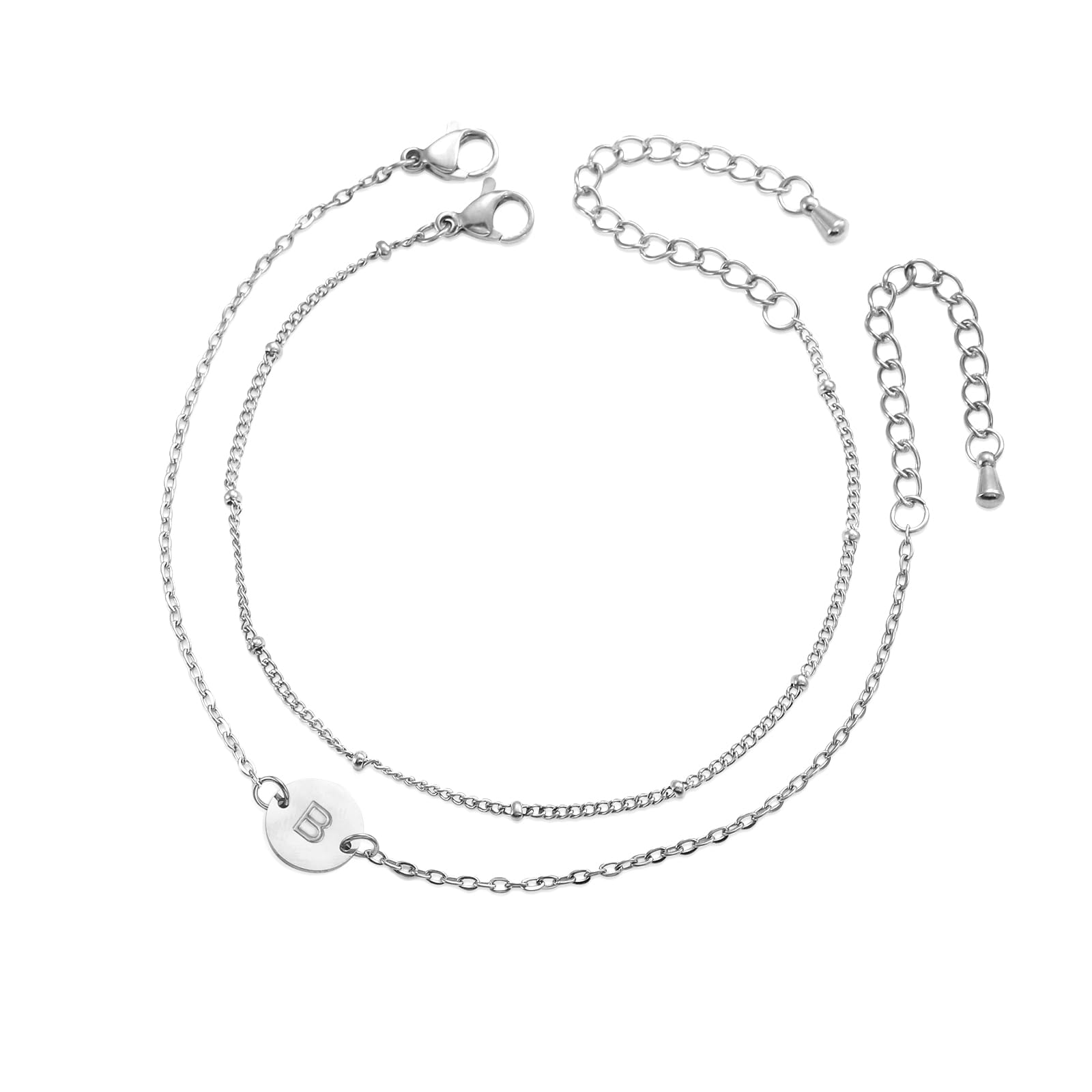 HSWYFCJY Armband Damen Gold Silber Personalisiertes Buchstaben A-Z Silber Armbänder Armkette Damen Armband mit Buchstaben Scheiben Geschenke für Mädchen Schmuck