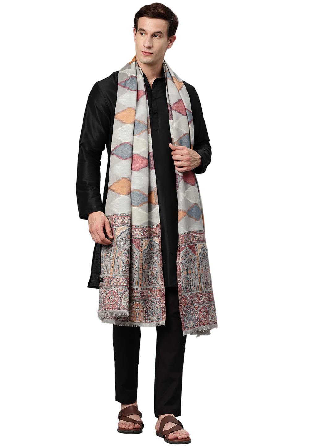 swi with label Men's Woven Design Wool Shawl-picture-25