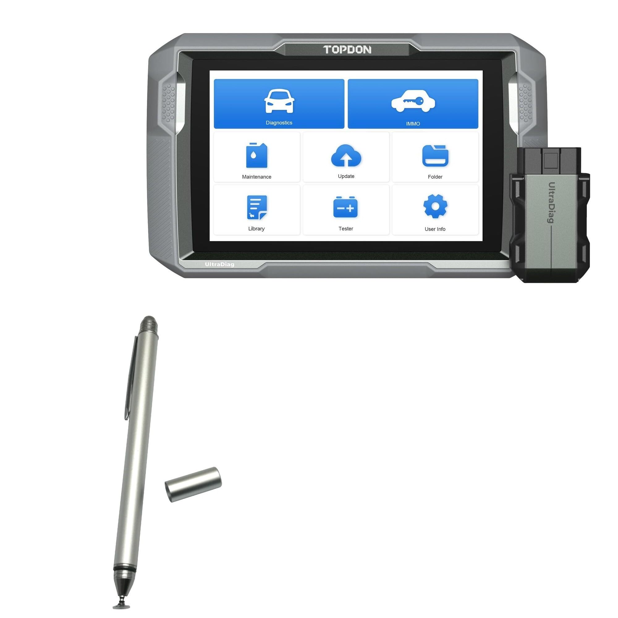 BoxWave Stylus Pen Compatible with Topdon Ultradiag (8 in) - DualTip Capacitive Stylus, Fiber Tip Disc Tip Capacitive Stylus Pen - Metallic Silver
