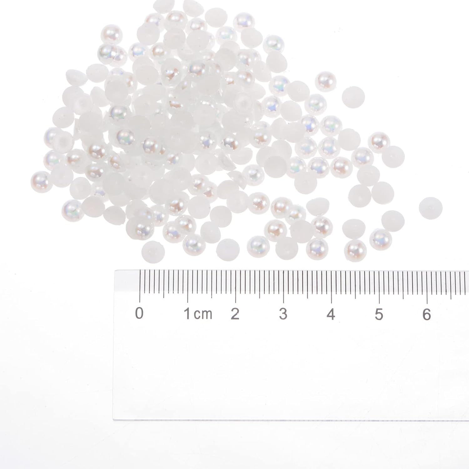 HARFINGTON 1200pcs ABS Half Pearl Beads, 5mm Resin Flat Back Pearls Shiny Imitation Pearl Bead for DIY Crafts Making Shoes Wedding Christmas Photo Frames, Colorful White - Image 4